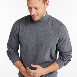 NWT LLBean Men's Carefree Unshrinkable Mockneck Shirt, Charcoal Heather XL